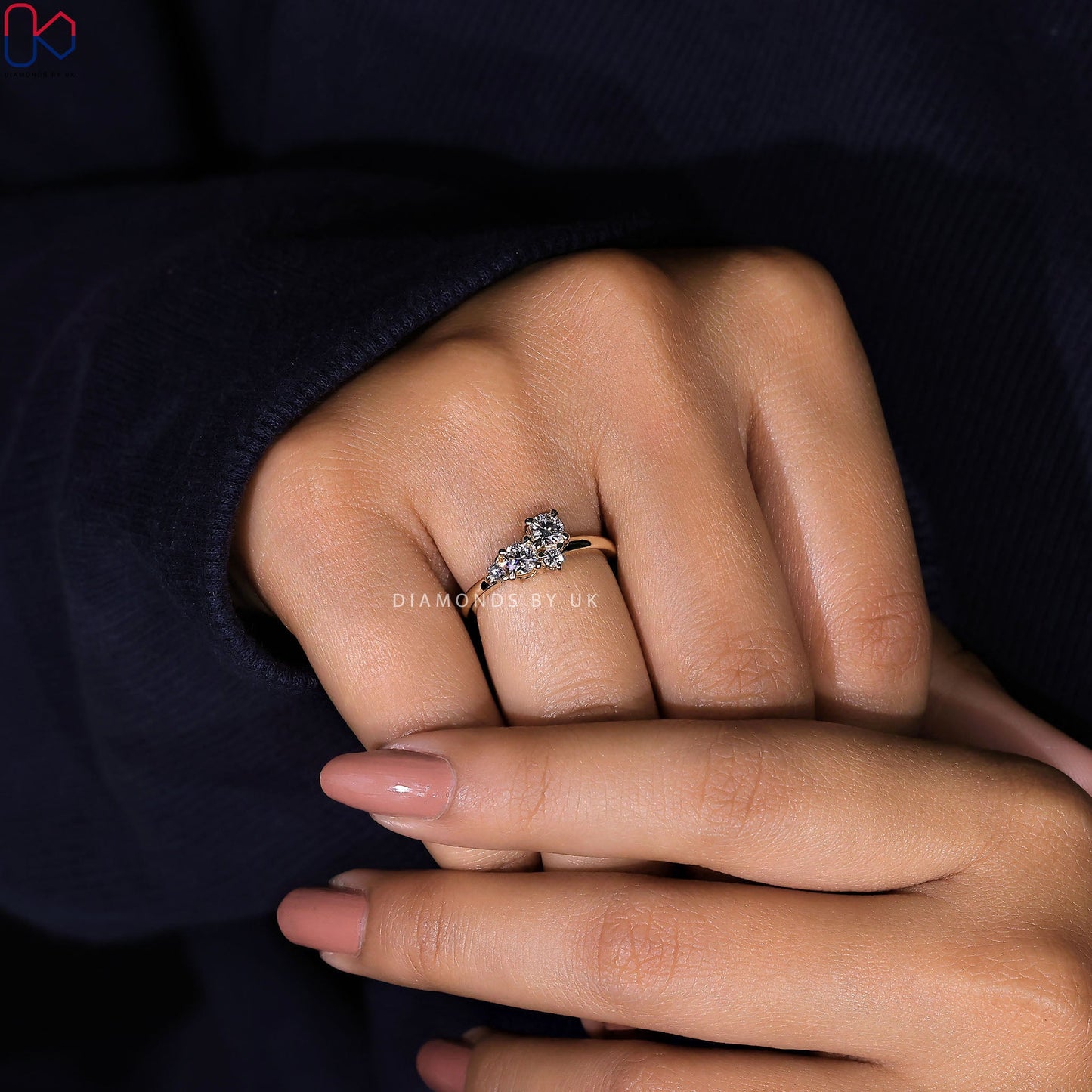 Round Diamond Gold Cluster Ring