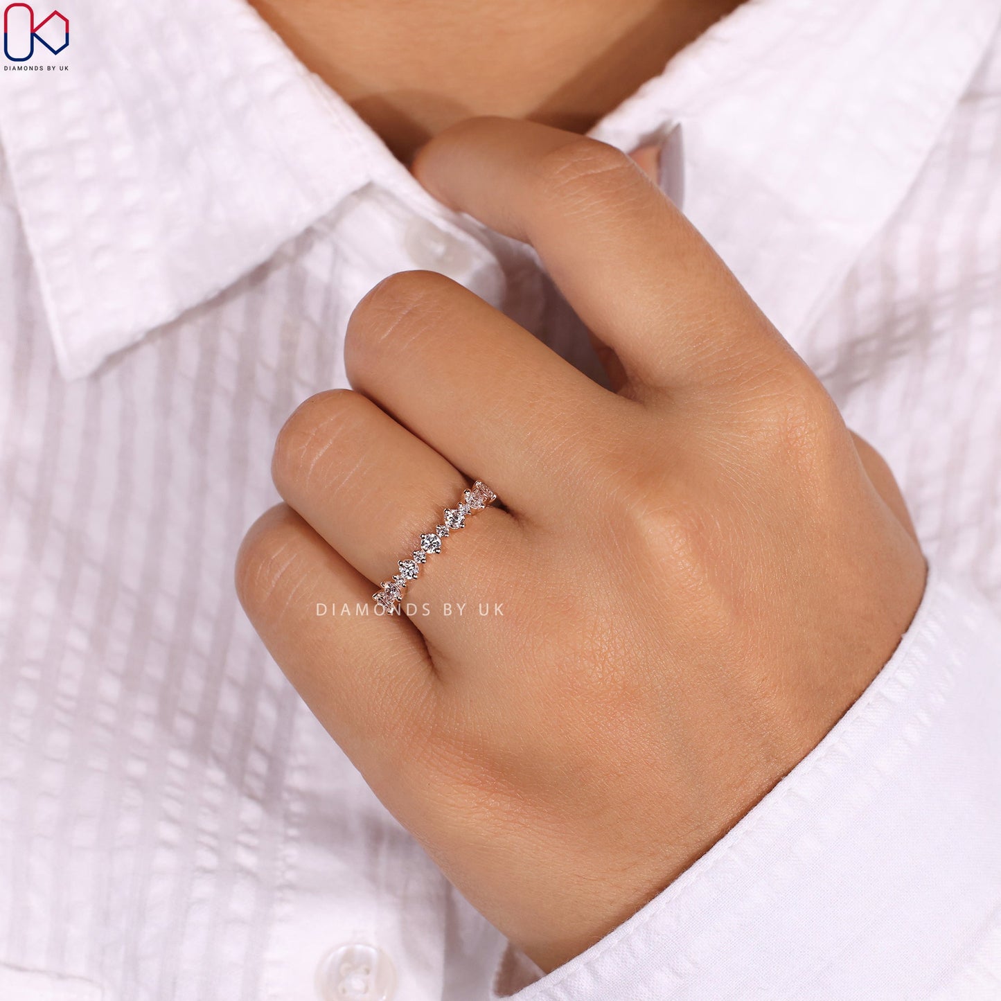 Rose Gold Wedding Band - Half Eternity