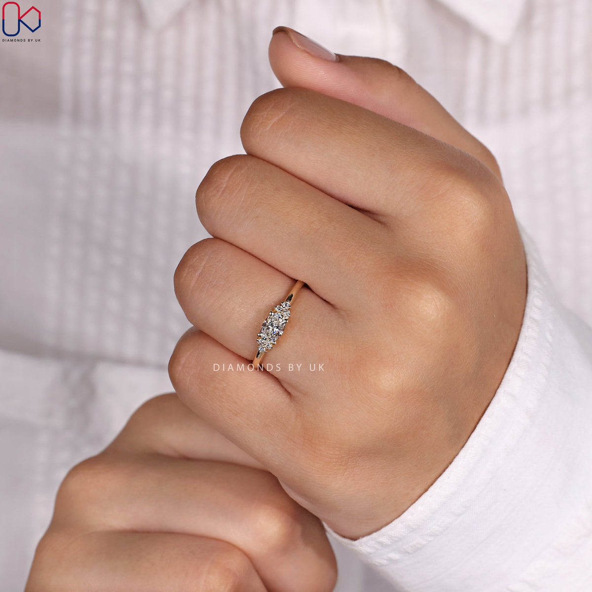 Oval Shaped Diamond Ring - East West Setting