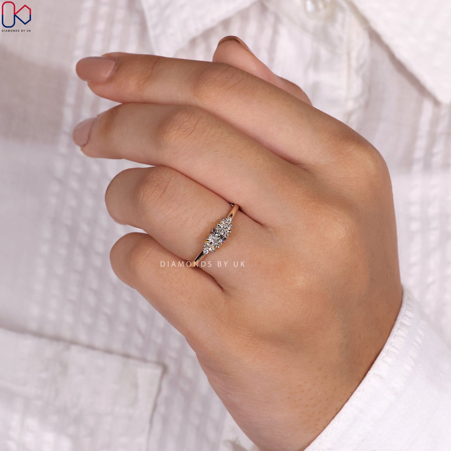 Oval Shaped Diamond Ring - East West Setting