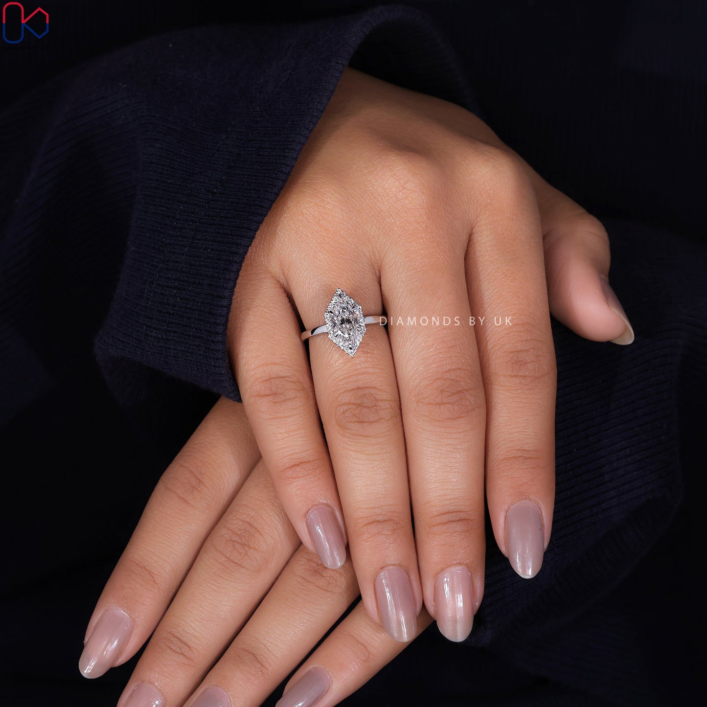 Dutch Marquise Engagement Ring – Halo Setting