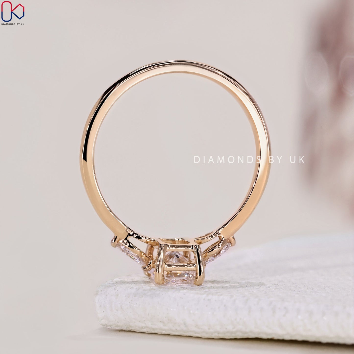 3 Stone Engagement Ring - Radiant and Marquise Diamond
