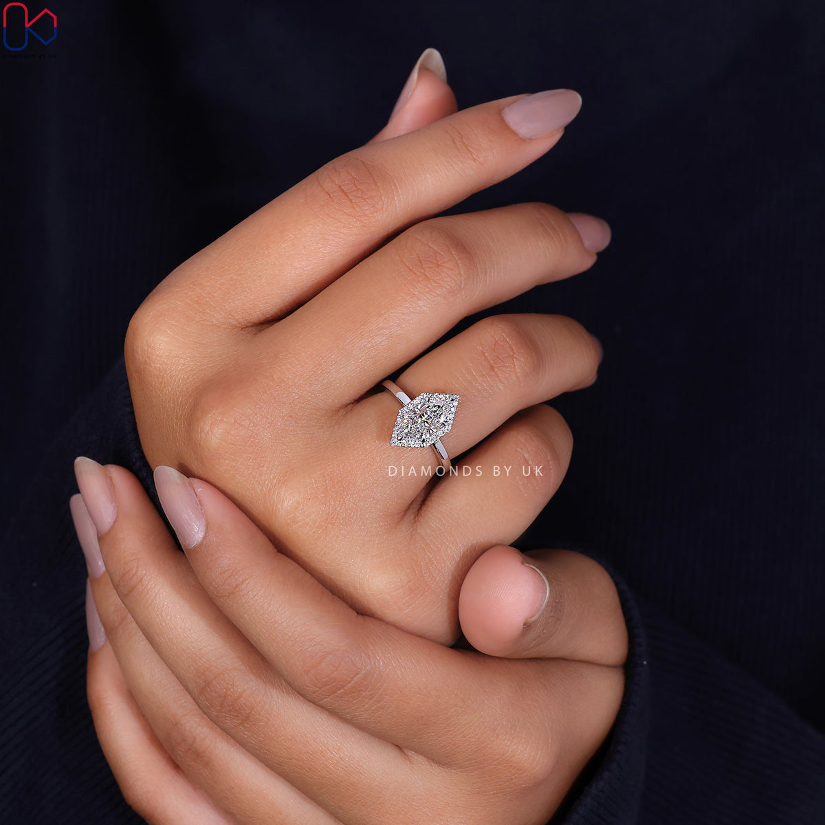 Dutch Marquise Engagement Ring – Halo Setting