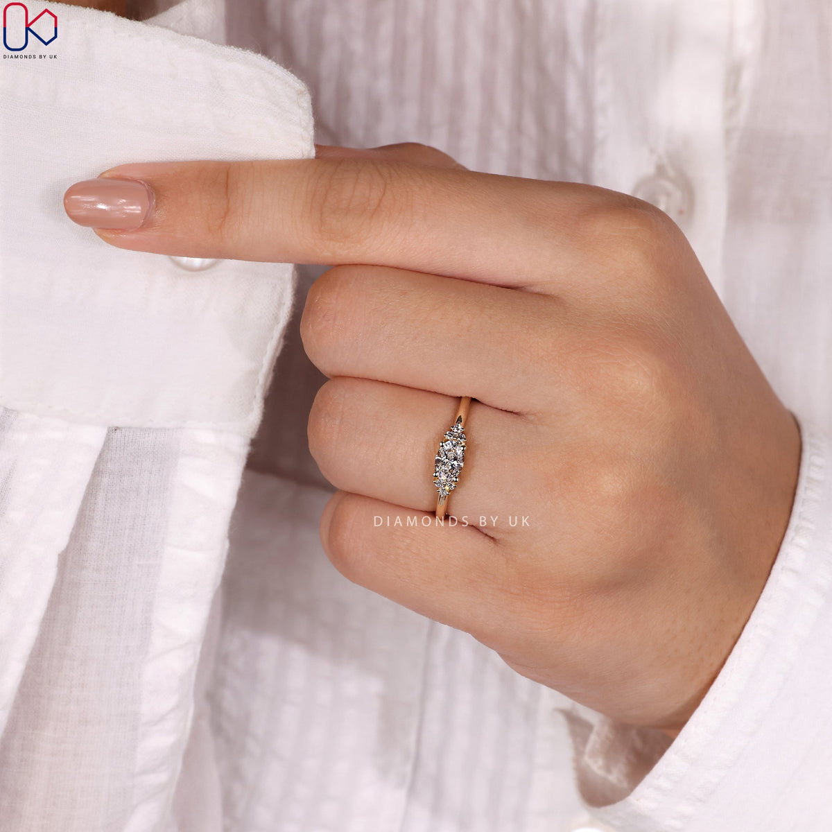 Oval Shaped Diamond Ring - East West Setting
