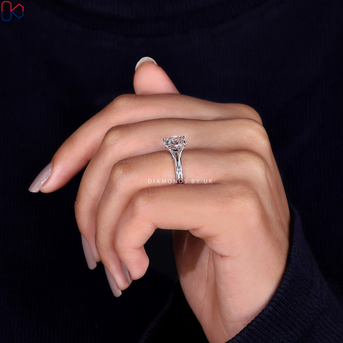 Cushion Cut Diamond Ring With Split Shank Band