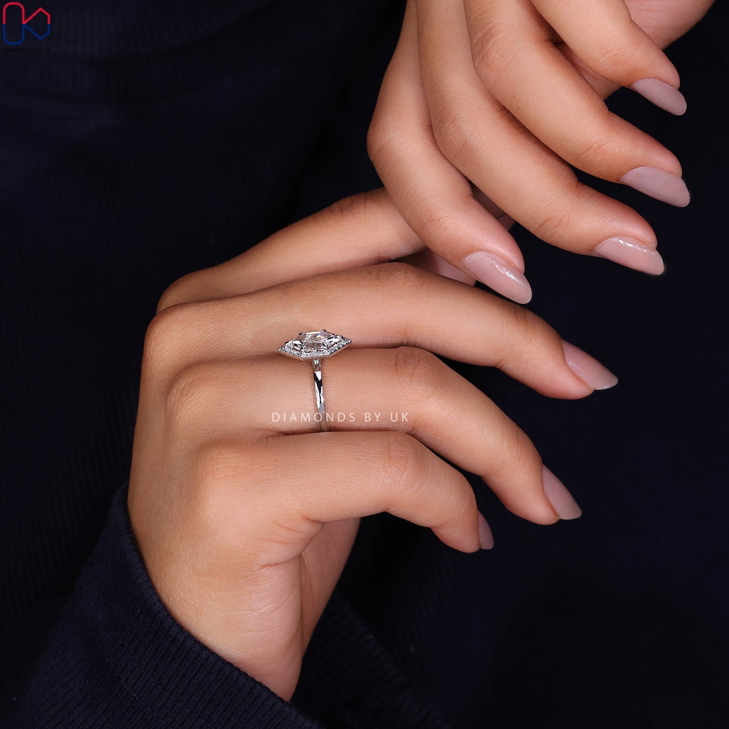 Dutch Marquise Engagement Ring – Halo Setting