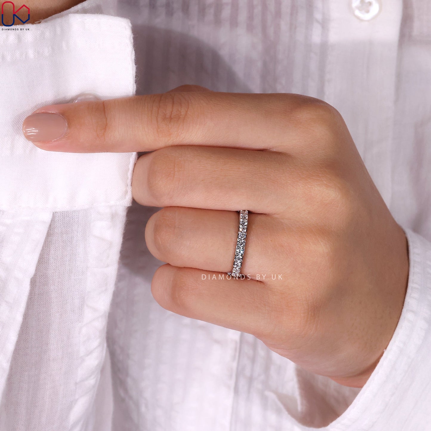 Round Diamond Half Eternity Band
