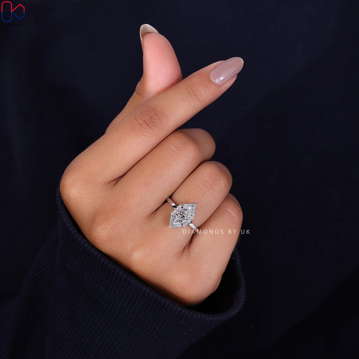 Dutch Marquise Engagement Ring – Halo Setting