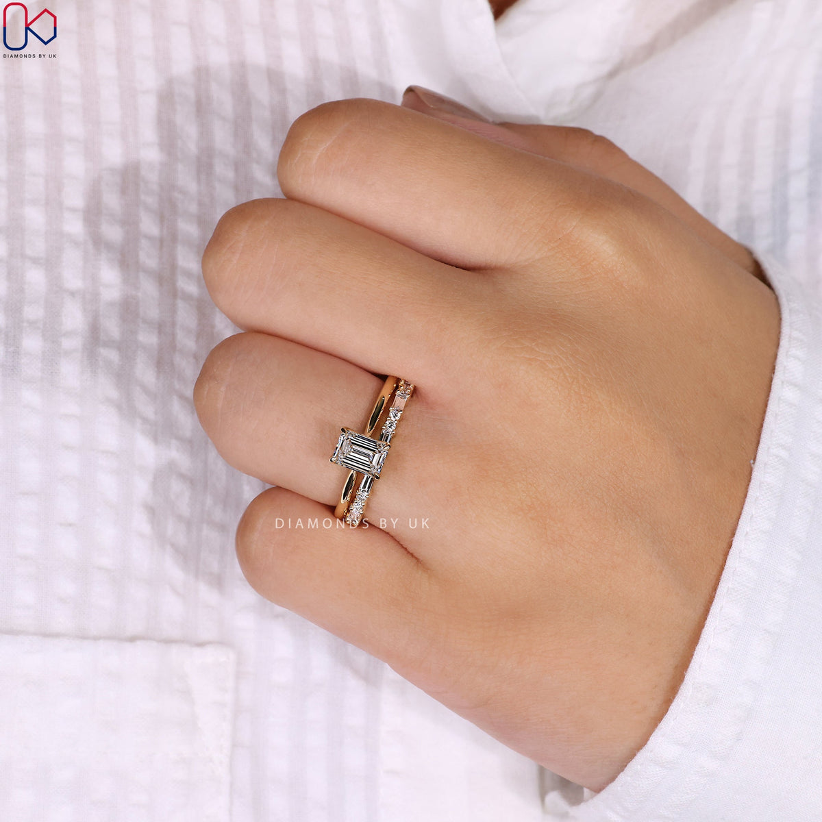 Emerald Cut Engagement Ring With Wedding Band