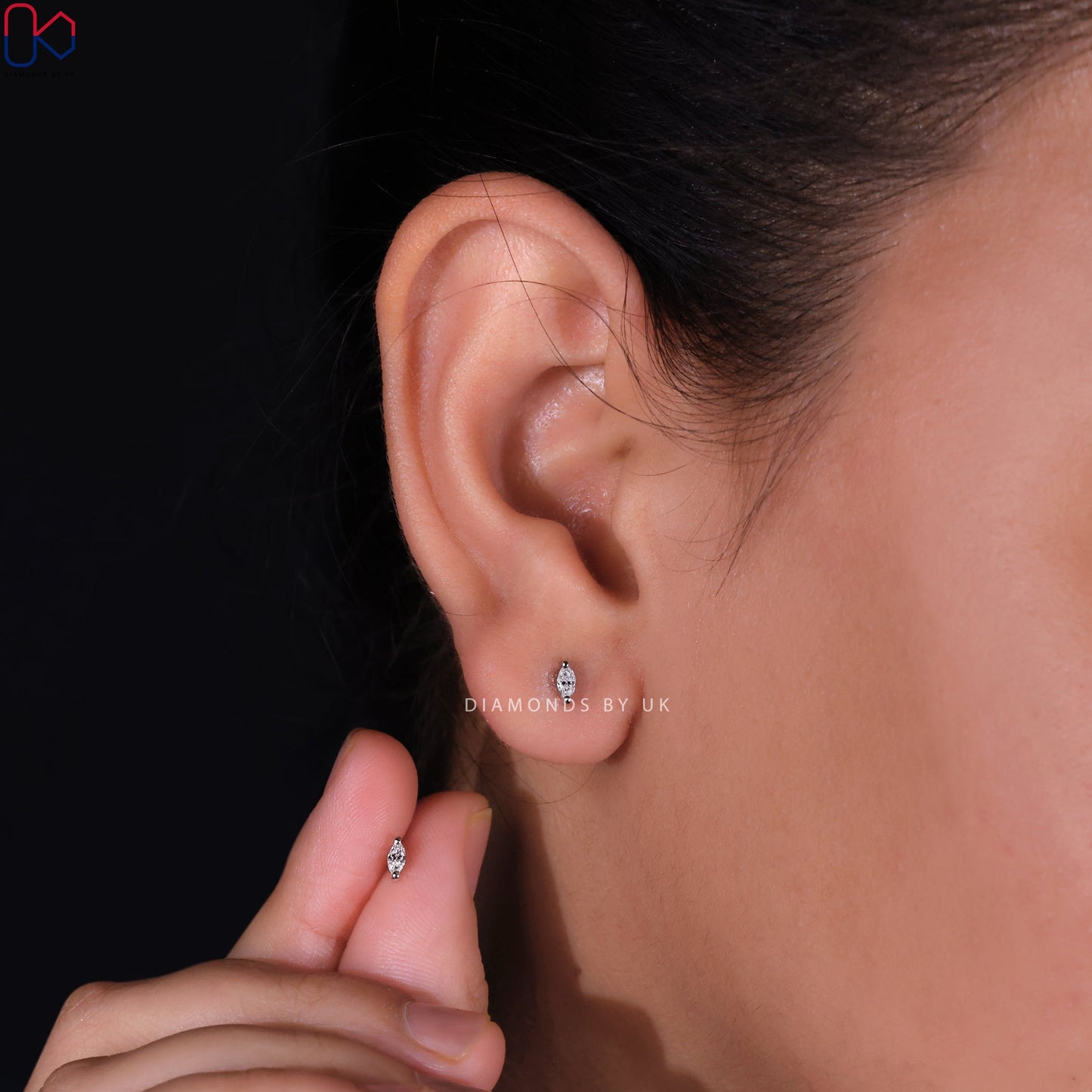 Marquise Diamond Earrings - White Gold