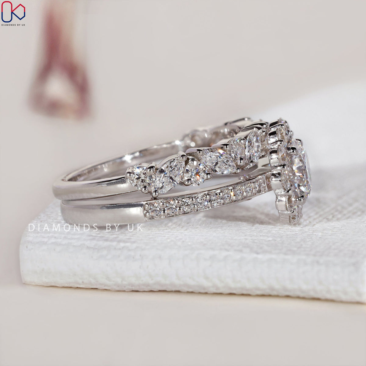 White Gold Engagement Ring With Wedding Band