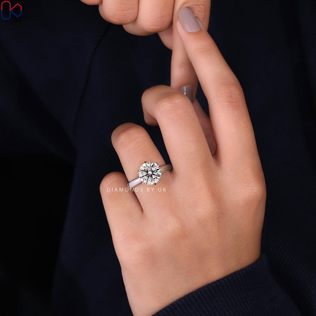 White Gold Solitaire Round Diamond Engagement Ring