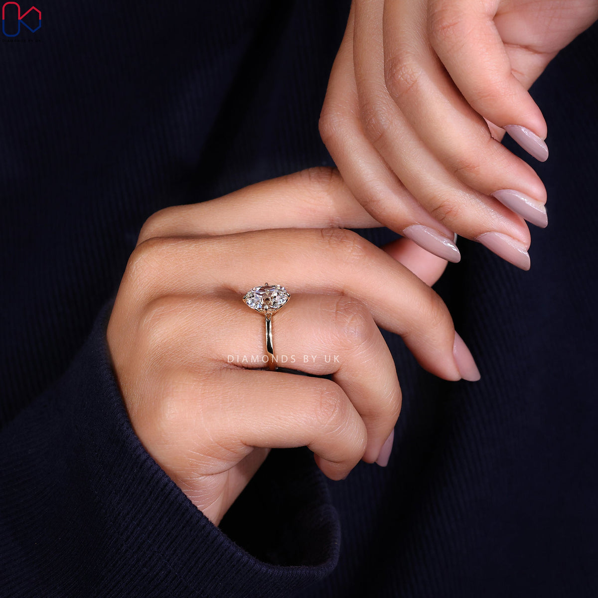 Old Mine Cut Elongated Cushion Cut Diamond Ring