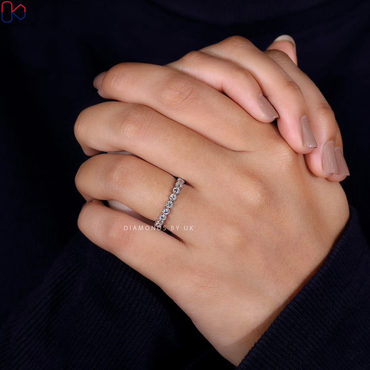 Milgrain Wedding Band – Round Diamonds