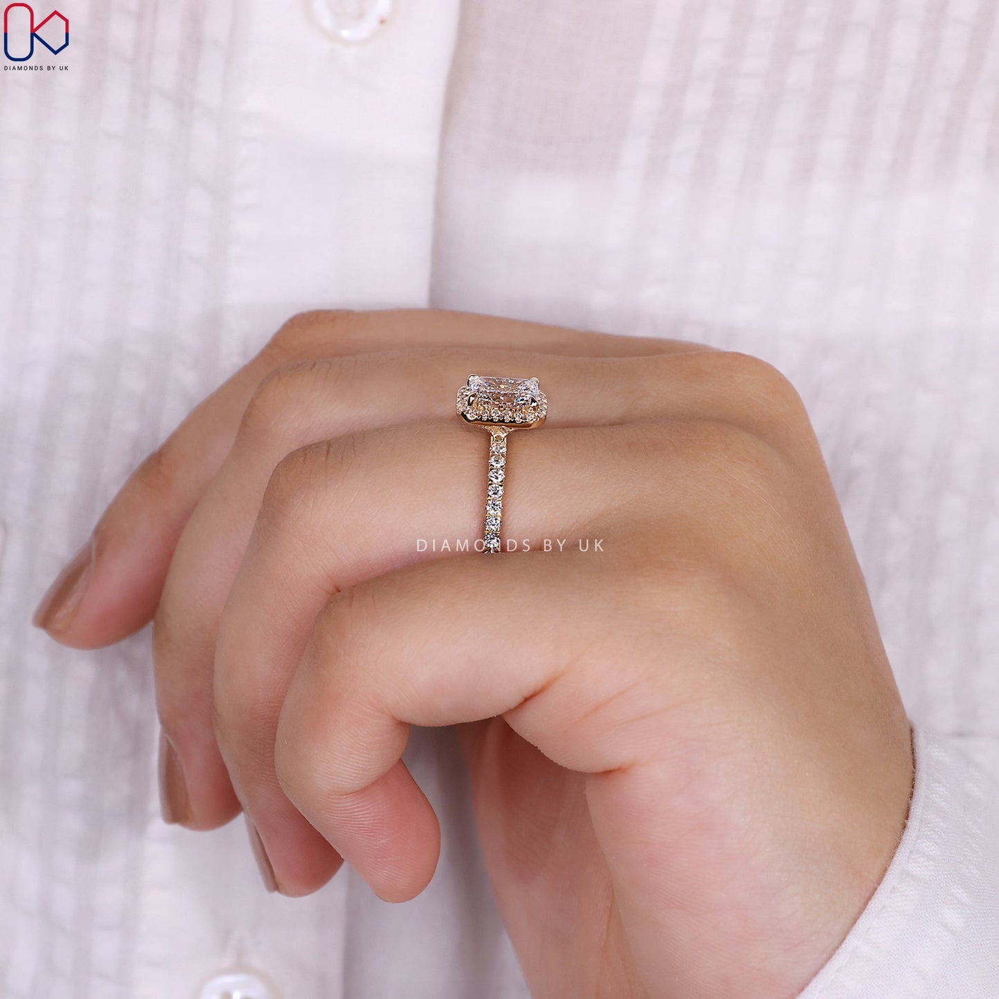 Radiant Cut Engagement Ring With Halo Setting