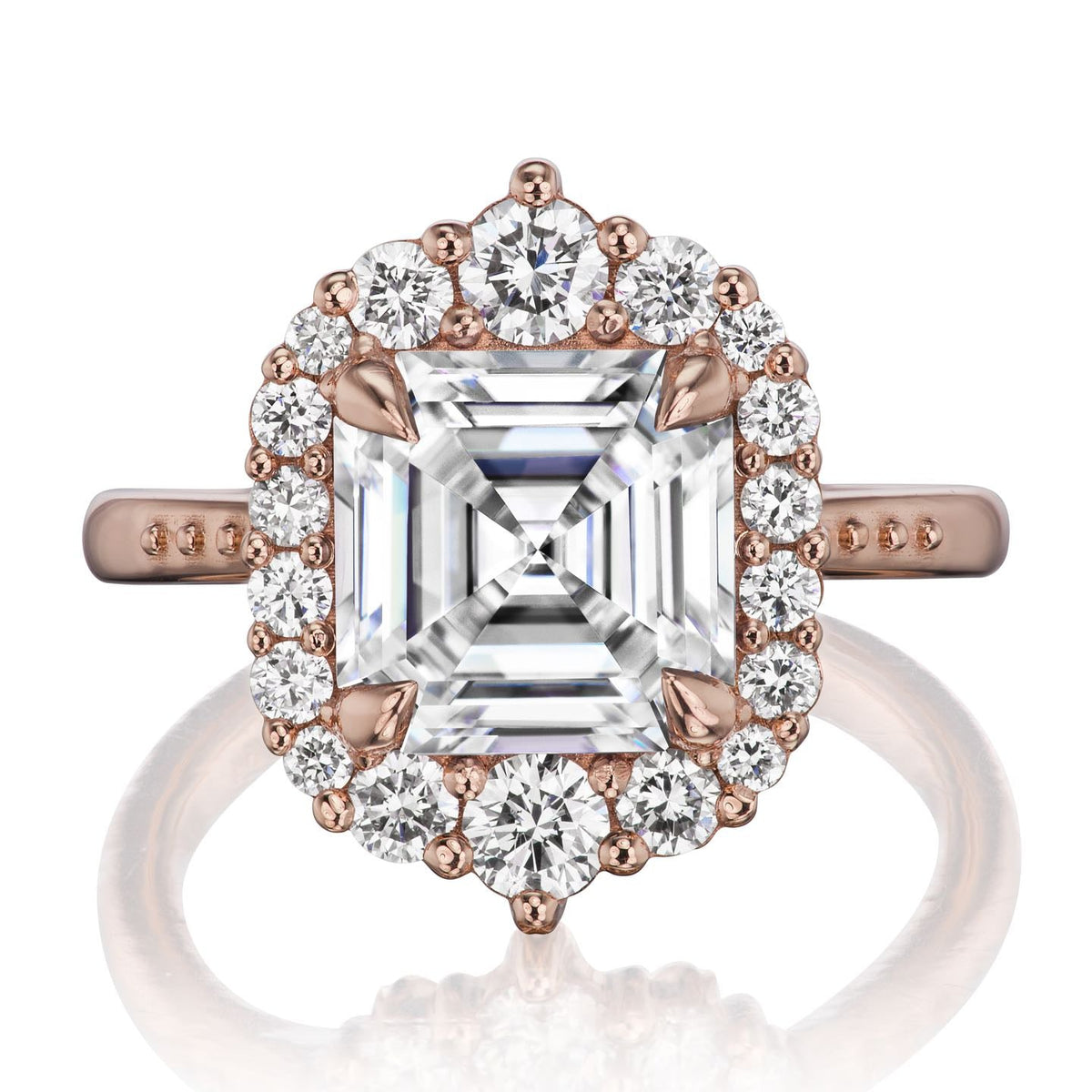 ・ROSALIND・Asscher Moissanite Center, Diamond Halo (2.8ctw+)
