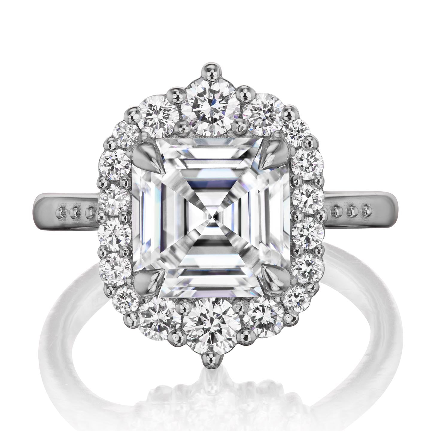 ・ROSALIND・Asscher Moissanite Center, Diamond Halo (2.8ctw+)