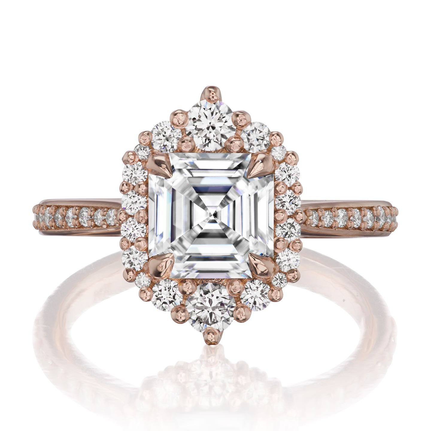 ・ROSALIND・Asscher Moissanite Center, Diamond Halo (1.63ctw+)