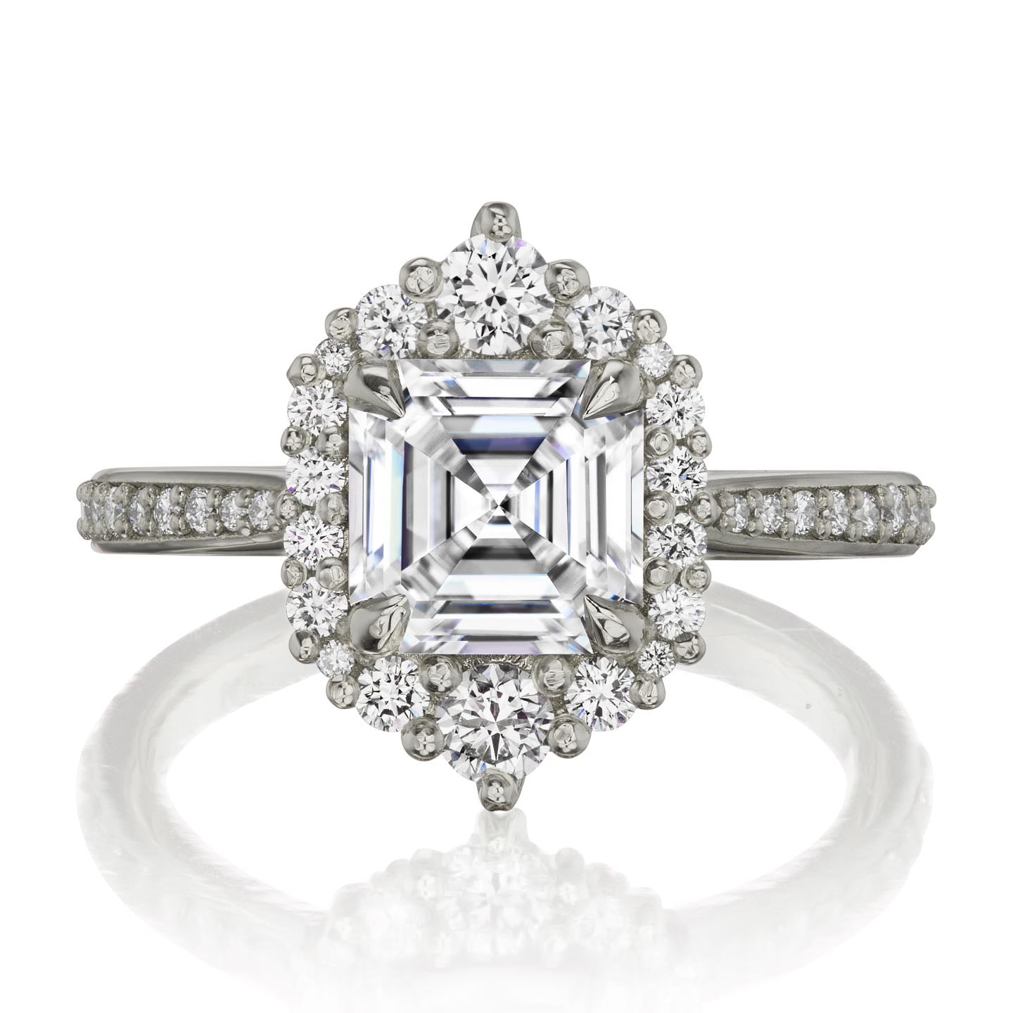 ・ROSALIND・Asscher Moissanite Center, Diamond Halo (1.63ctw+)