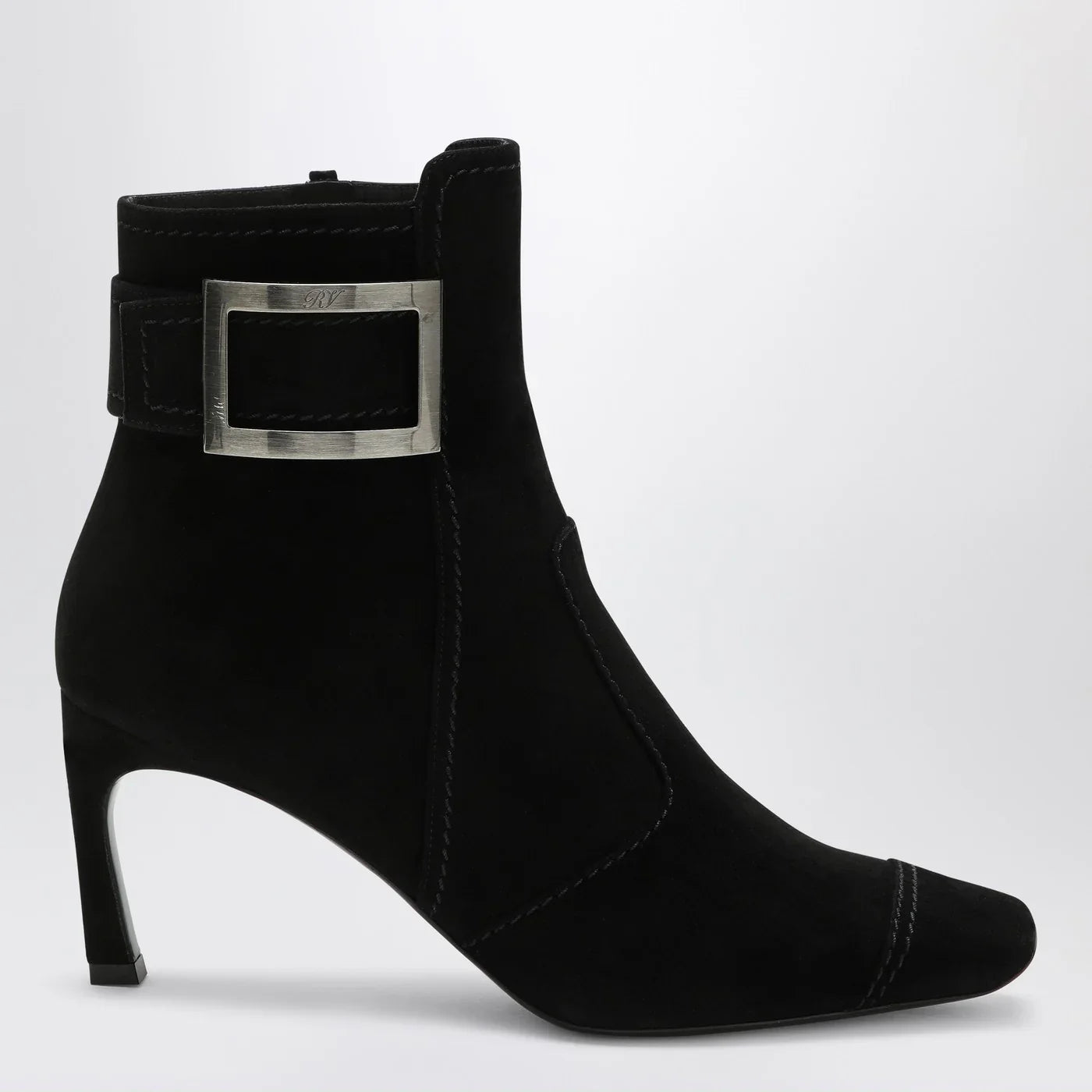ROGER VIVIER - Black Trompette suede ankle boot