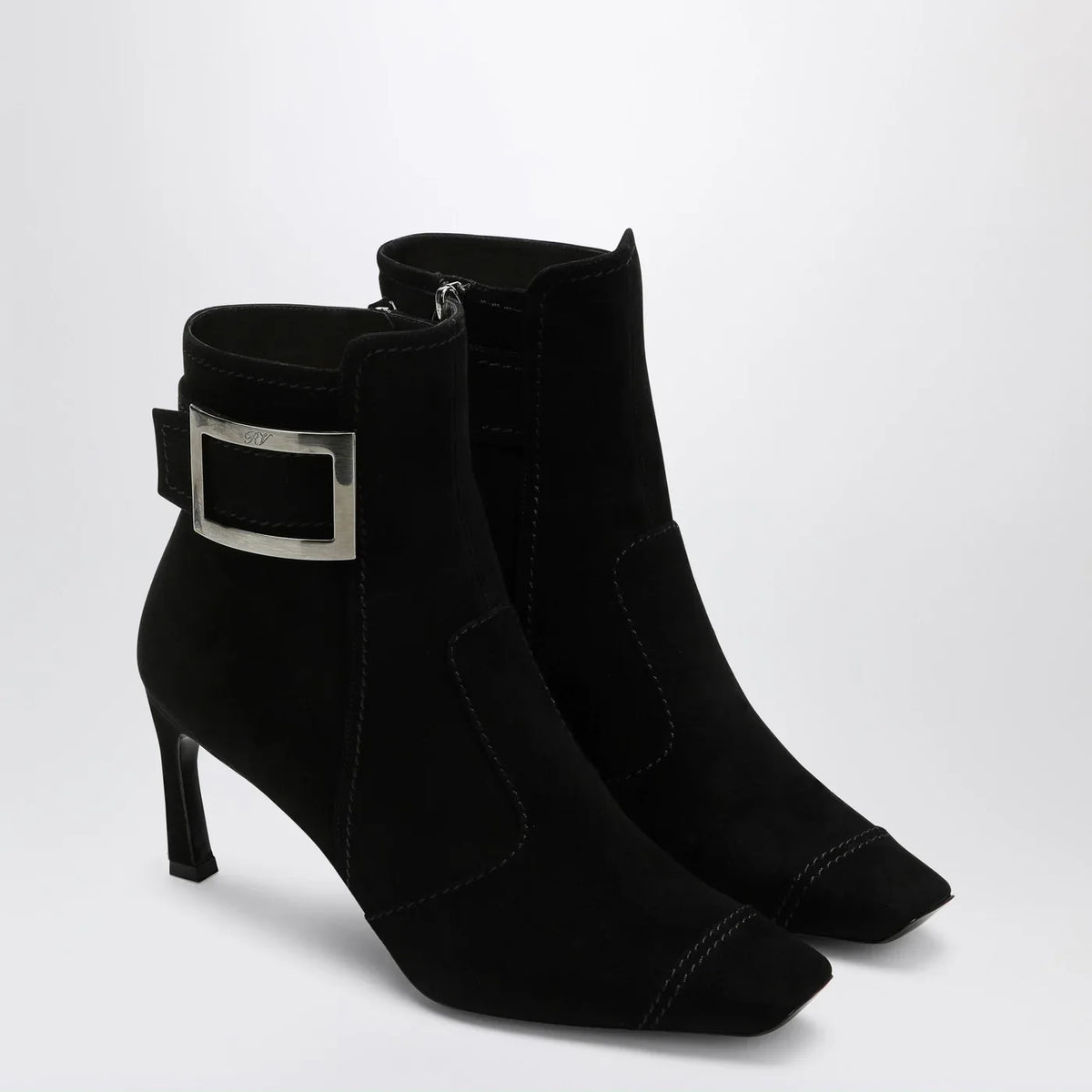 ROGER VIVIER - Black Trompette suede ankle boot