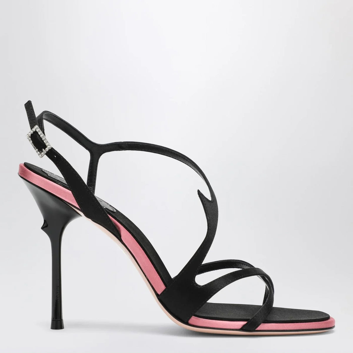 ROGER VIVIER - Black satin heeled sandals