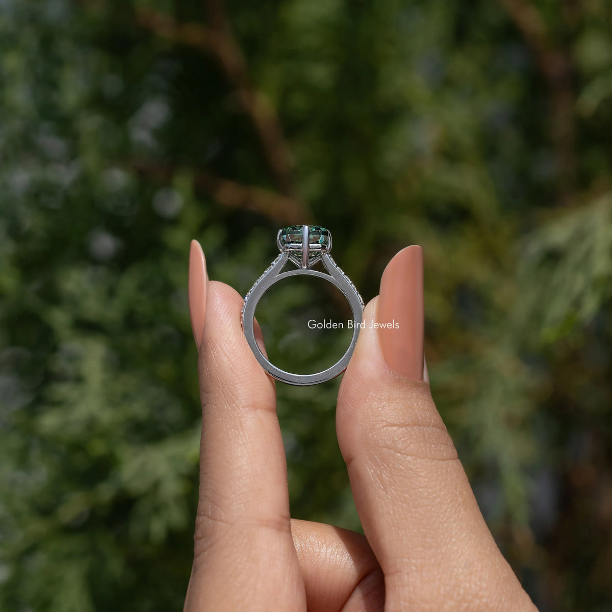Radiant Cut Moissanite Solitaire Accent Wedding Ring