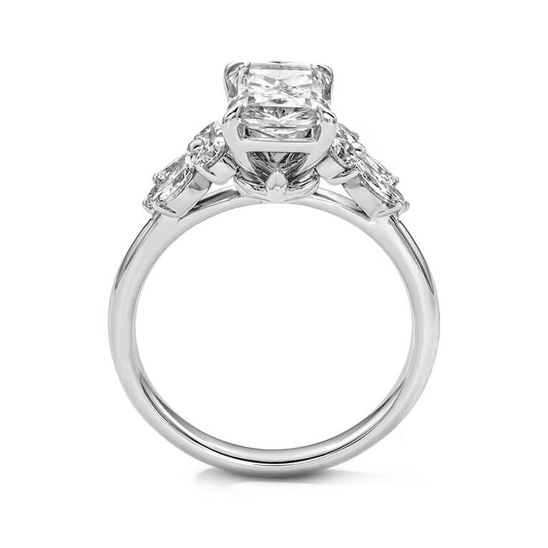 Radiant Cut Moissanite Marquise And Round Cluster Accents Engagement Ring