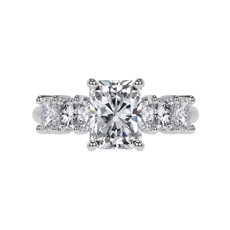 Radiant Cut Moissanite Radiant Accent Stones Engagement Ring