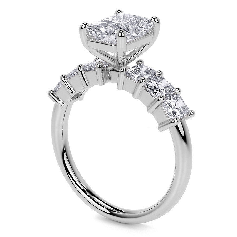 Radiant Cut Moissanite Radiant Accent Stones Engagement Ring
