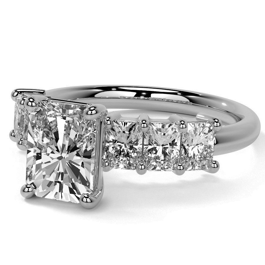 Radiant Cut Moissanite Radiant Accent Stones Engagement Ring