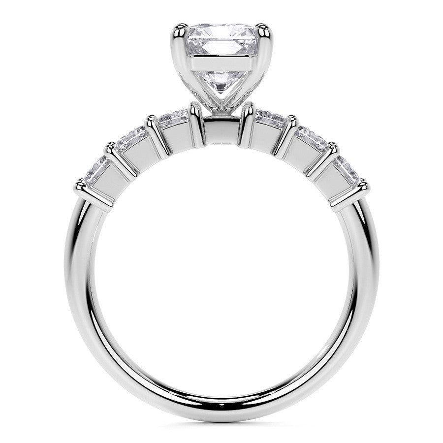 Radiant Cut Moissanite Radiant Accent Stones Engagement Ring