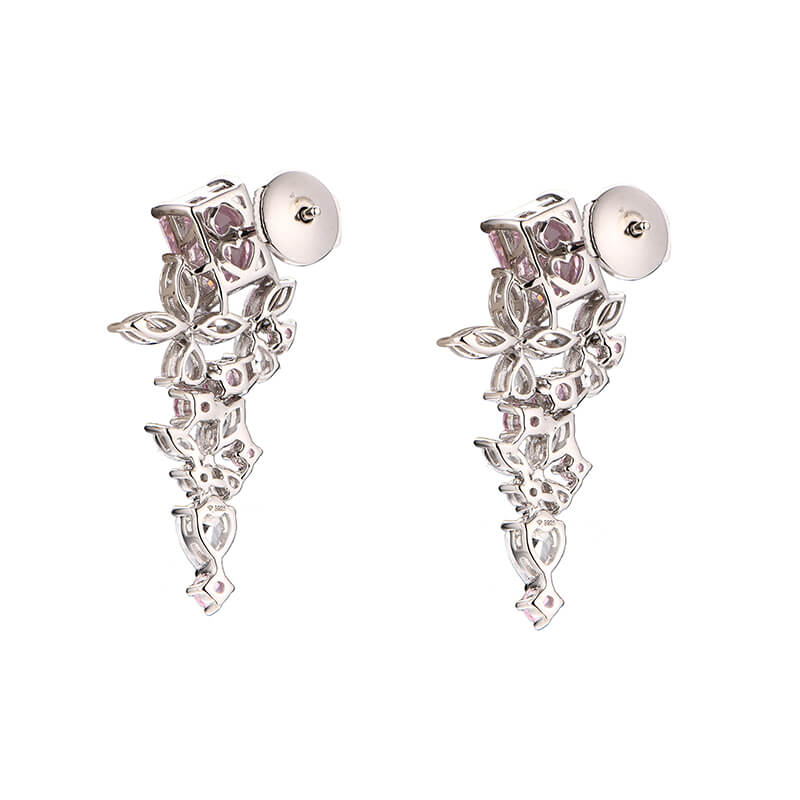 Radiant Cut Sapphire Cluster Drop Earrings In Sterling Silver