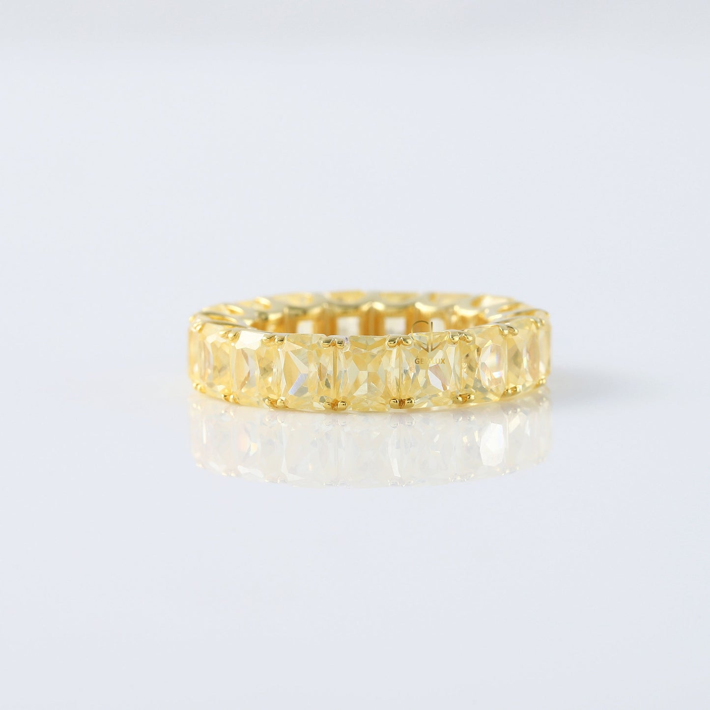 Radiant Cut Yellow Moissanite Diamond Eternity Wedding Band