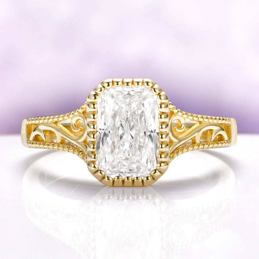 Lab Grown Diamond Engagement Ring in Solid 14K Yellow Gold (IGI Certified)