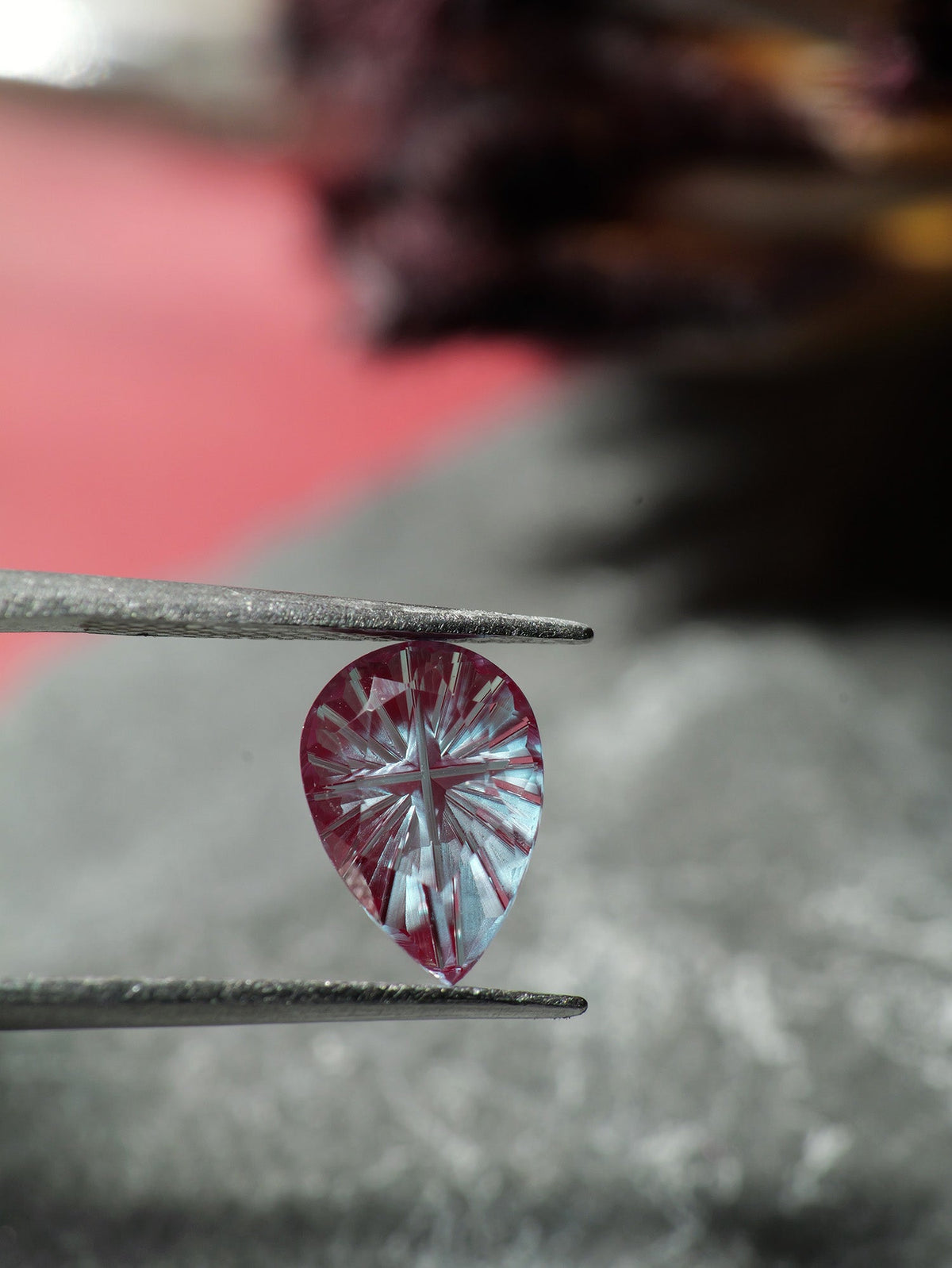 Fantasy cut alexandrite | lab grown, color changing, teal purple, pear-cut, 10x7mm, 2ct