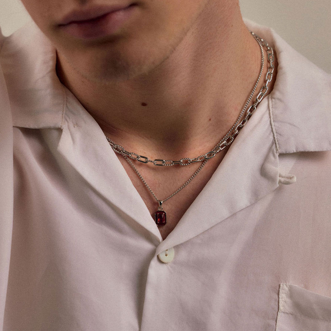 Silver Red Blush Necklace
