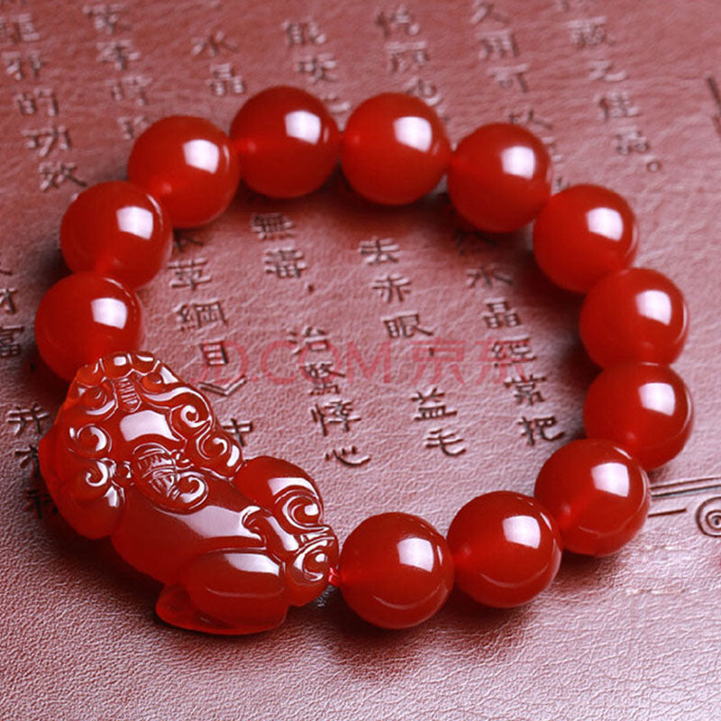 Red Agate Pixiu Bracelet for Wealth and Abundance