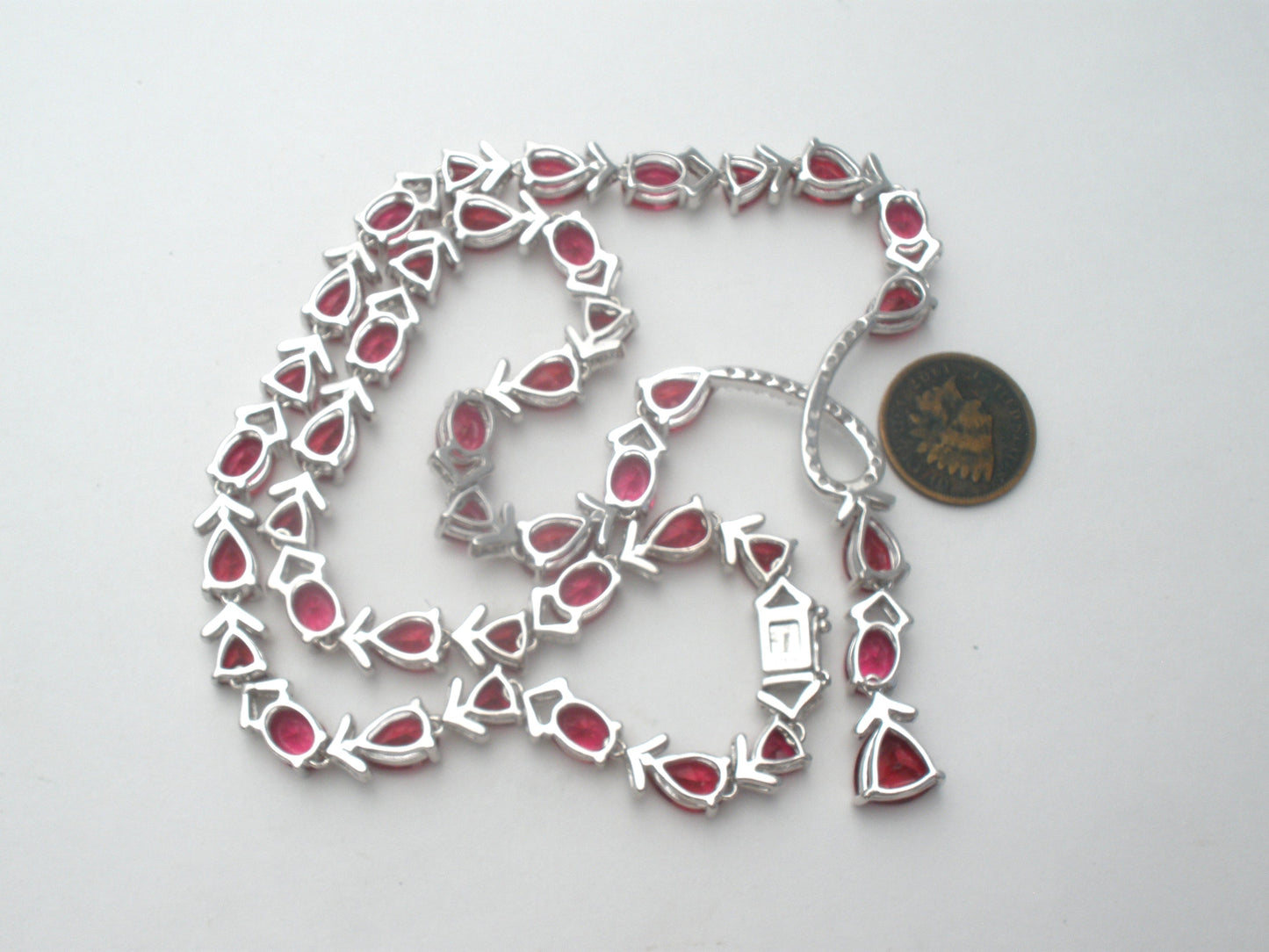 Red Cubic Zirconia Runway Necklace 18"