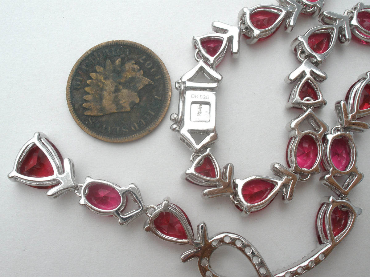 Red Cubic Zirconia Runway Necklace 18"
