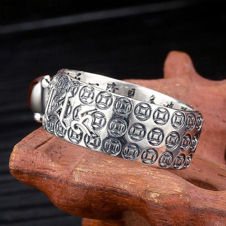 Red Garnet Stone Mantra Ring