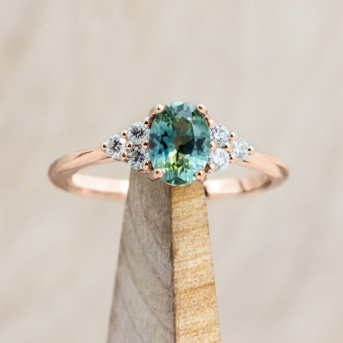 "Rhea" - Montana Sapphire Engagement Ring With Diamond Accents