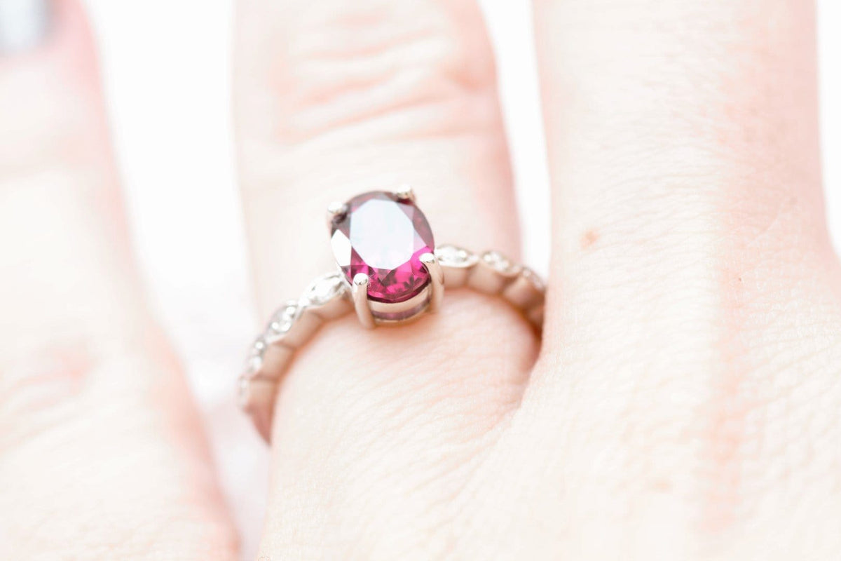 Rhodolite Garnet Diamond Ring