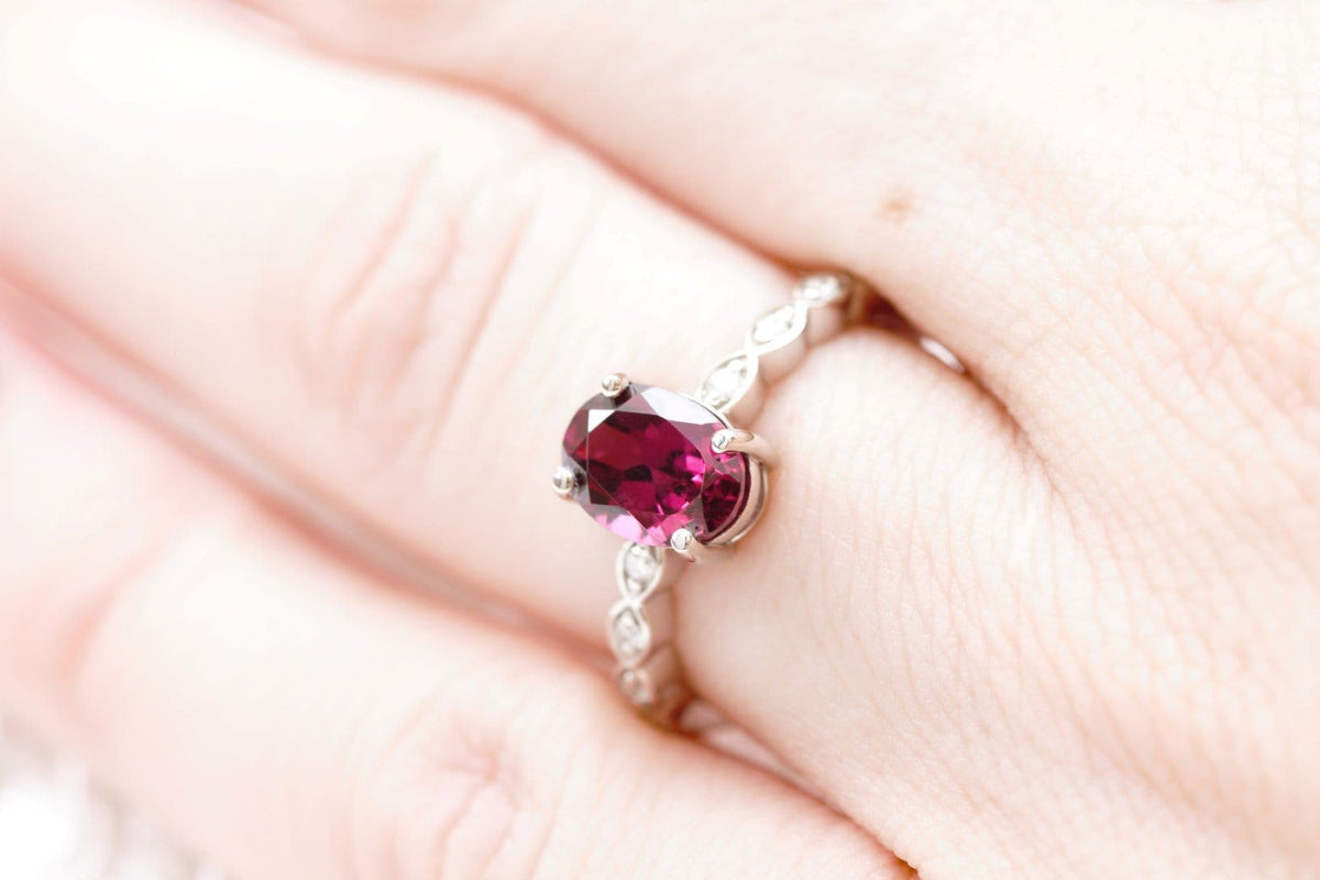 Rhodolite Garnet Diamond Ring