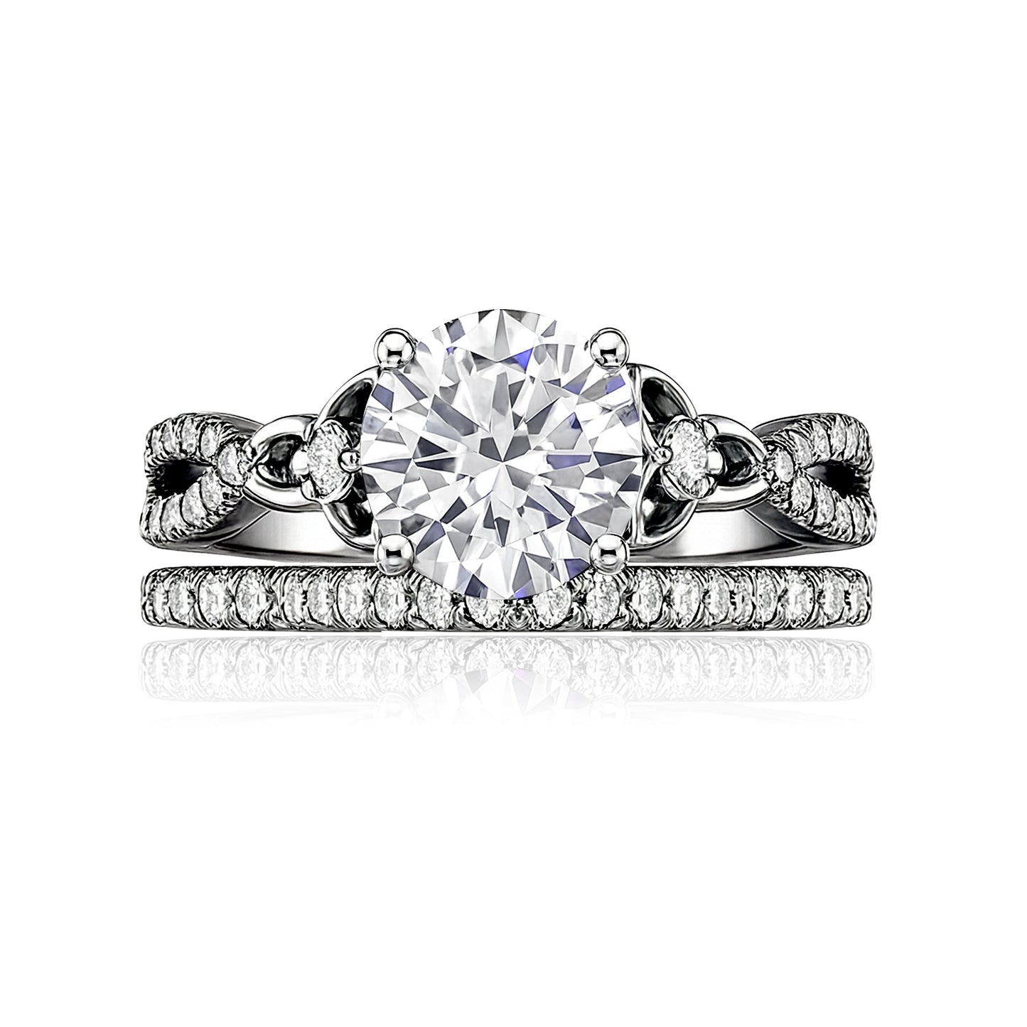 2.5 Ct  Round Lab Diamond Twist Infinity Bridal Set