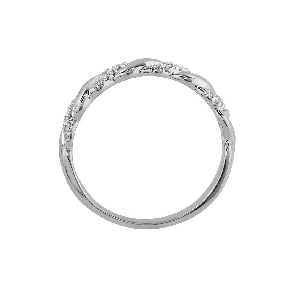 Rope Twist Moissanite Pave Sterling Silver Wedding Band