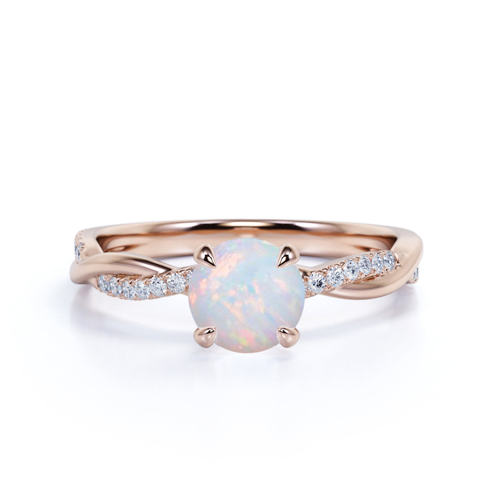 Infinity 1.50 Ct Round Cut Lab Created Opal Engagement Ring