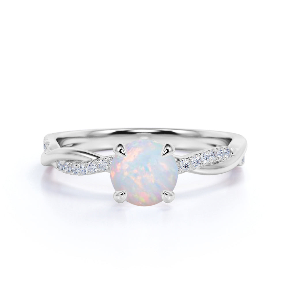 Infinity 1.50 Ct Round Cut Lab Created Opal Engagement Ring
