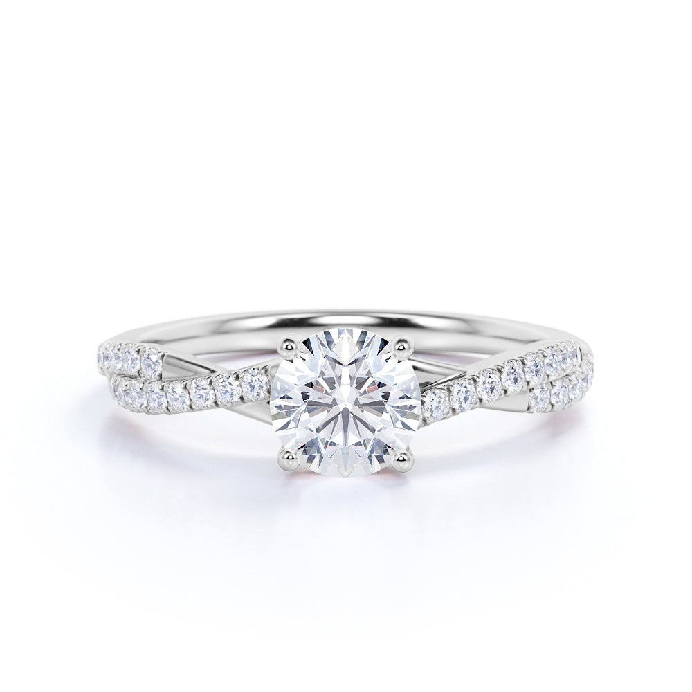 Infinity 1 Carat Round Cut Moissanite Engagement Ring