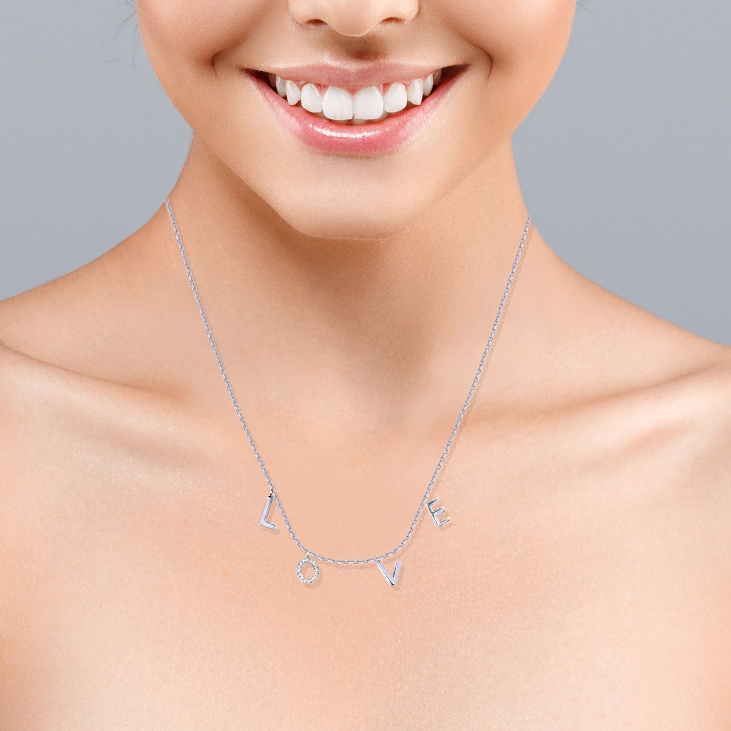 LOVE Round Brilliant Cut Moissanite Necklace
